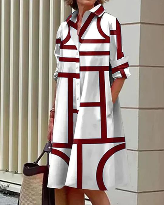 R&B | Kleid mit Taschen und Geometrischem Druck