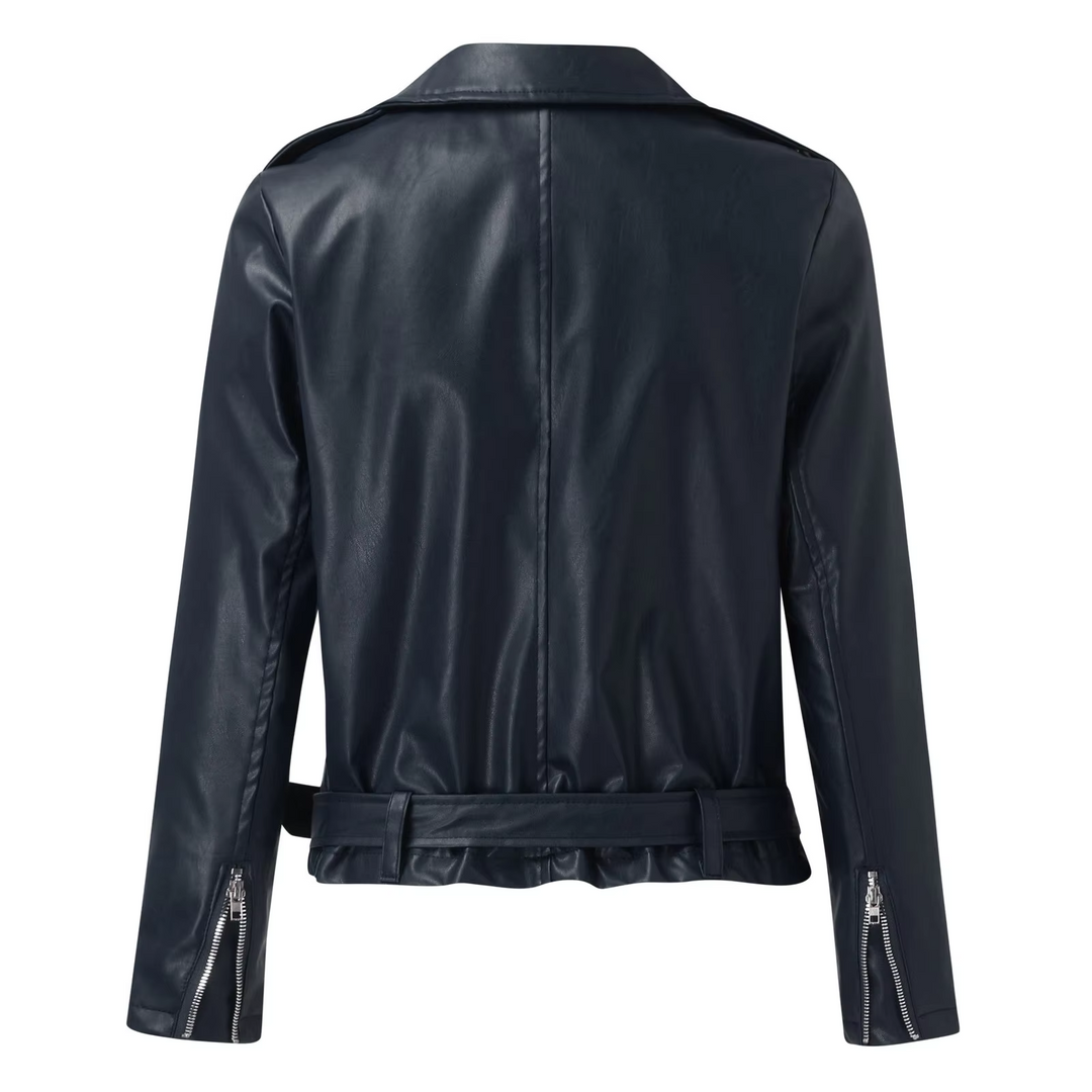 R&B | jacke Damen Biker Modell mit Gürtel und Reißverschlussdetails