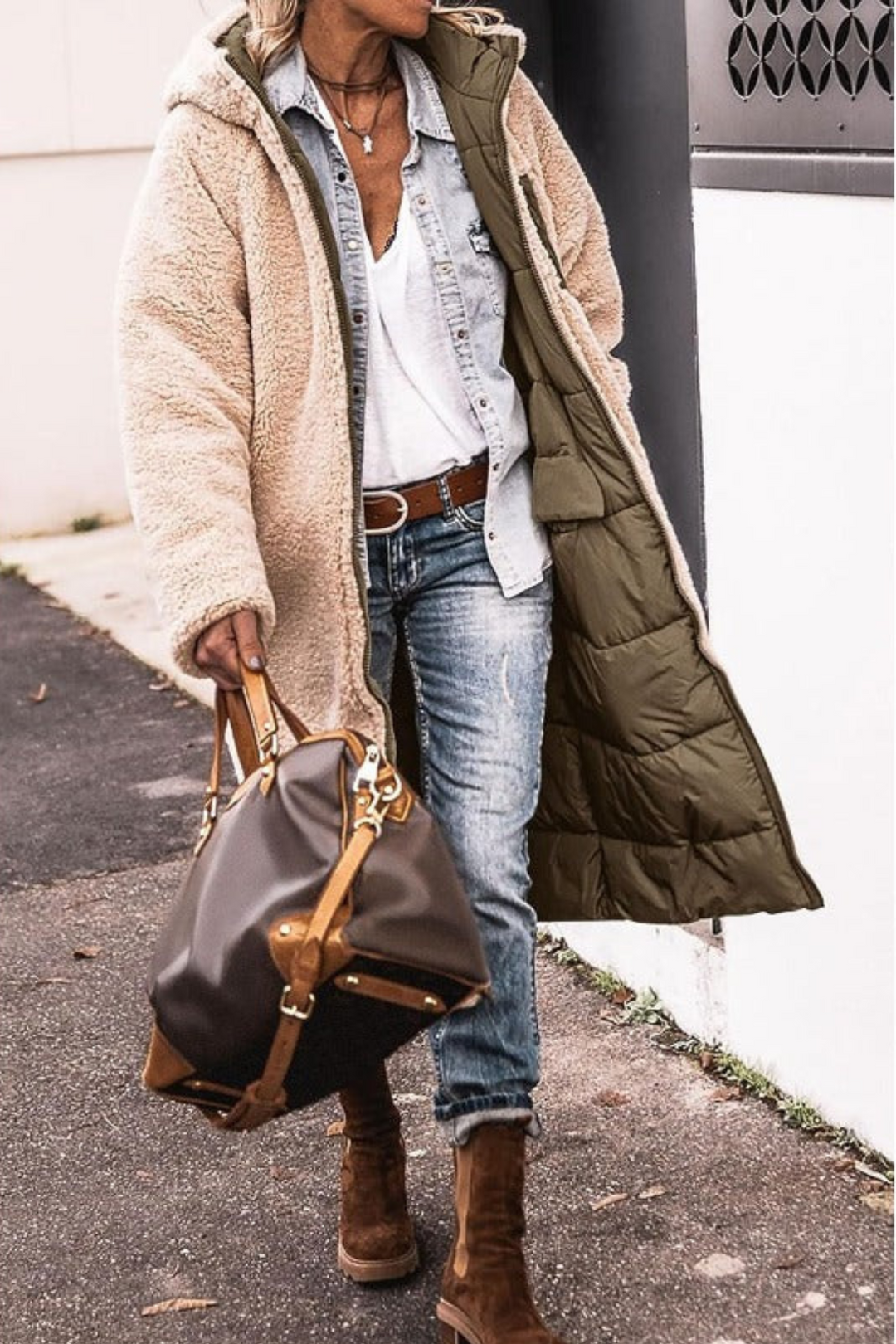 R&B | Warme Lange Jacke mit Kapuze