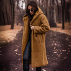 R&B | Langer Damen-Teddy-Mantel mit Kapuze