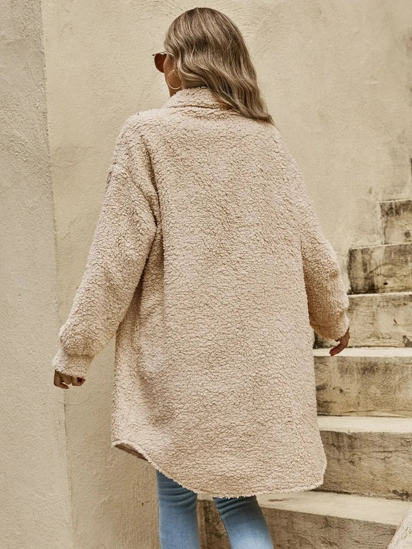 R&B | Bequeme Teddy Jacke mit Knopfleiste & Brusttaschen