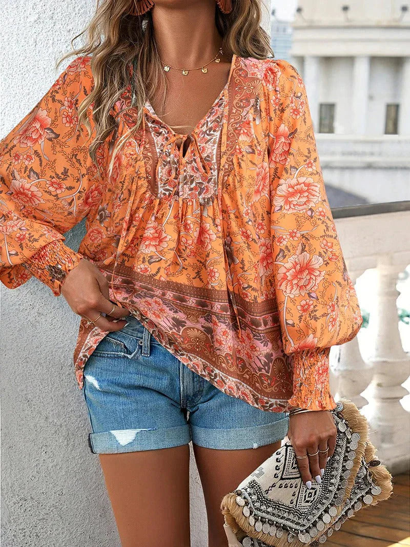 R&B | Blumenbluse Mit Langen Ärmeln Für Damen