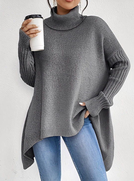 R&B | Eleganter Langer Damenpullover mit Rollkragen