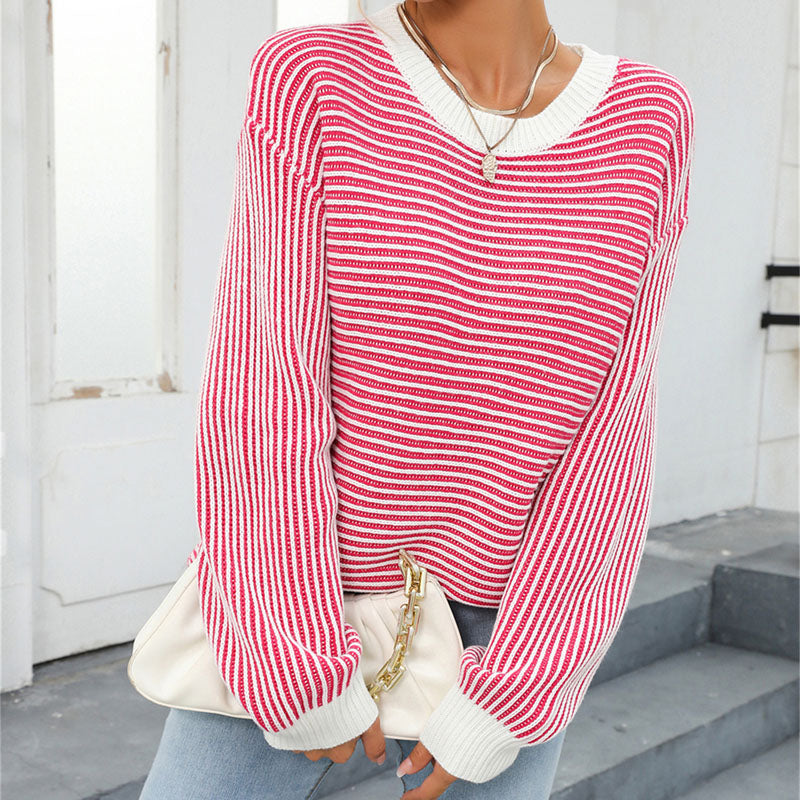 R&B | Gestreifter Strickpullover Mit Lässigem Schnitt