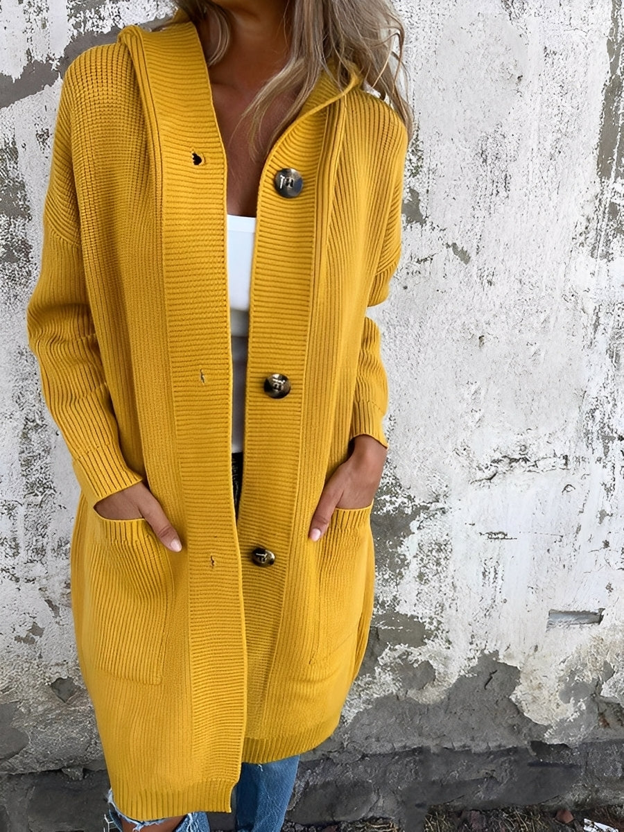 R&B | Lässiger langer Cardigan mit Kapuze für Damen