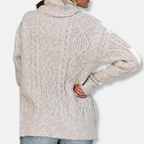 R&B | Rollkragenpullover Kabelstrick Tunika-Längenpullover