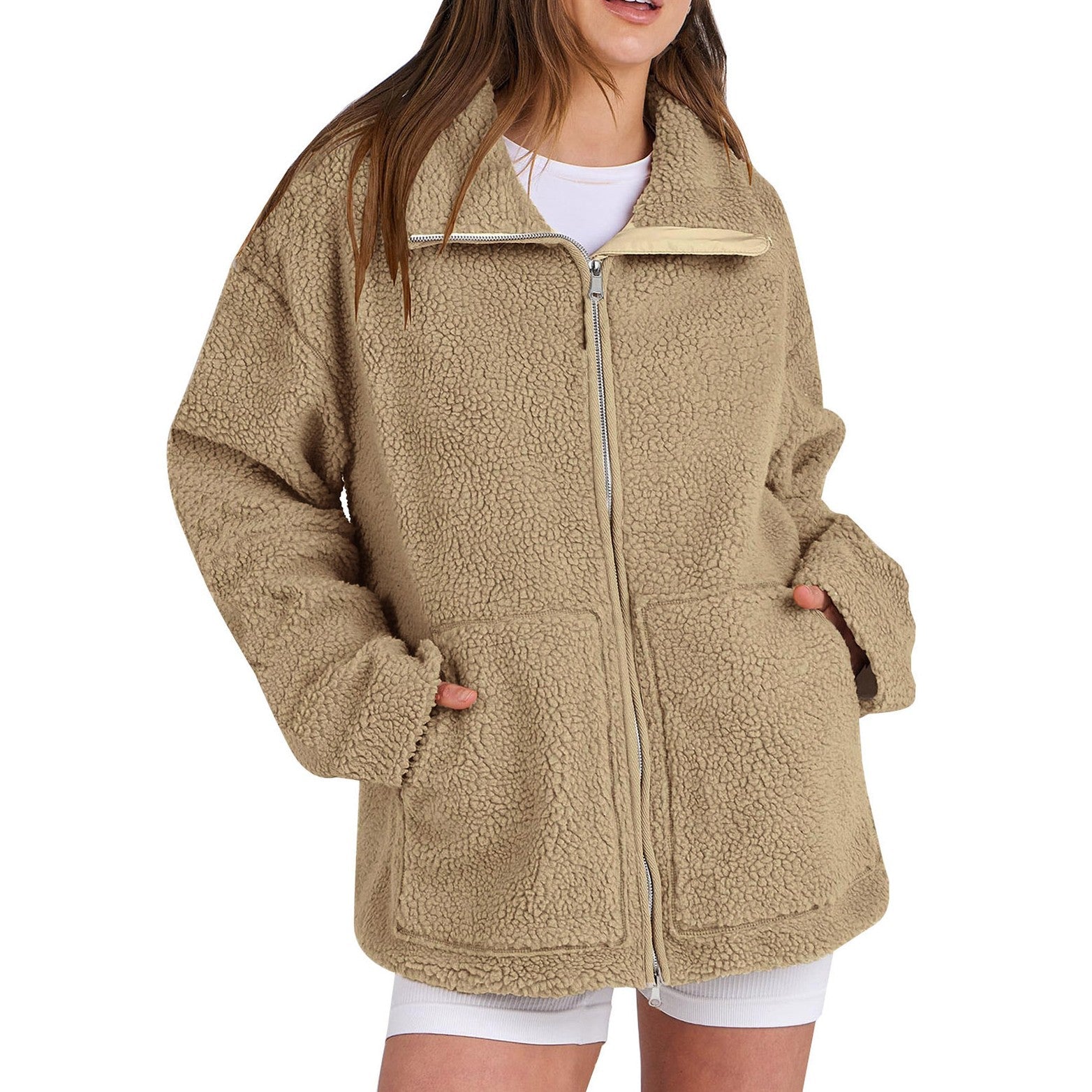 R&B | Locker Wollmantel mit Rollkragen für Damen