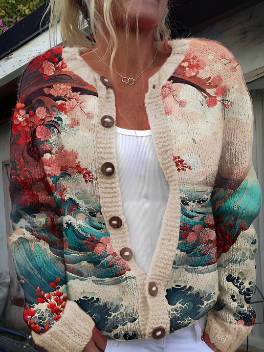 R&B | Stilvolle Strickjacke mit Blumenmuster für Frauen