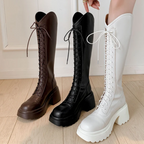 R&B | Hohe Stiefel Damenstiefel mit Schnürung und Robuster Ferse