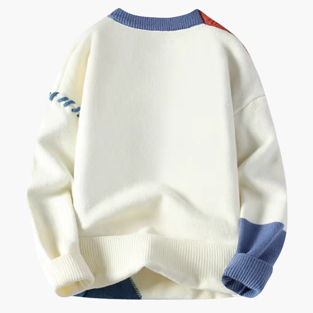 R&B | Patchwork Strickpullover Im Modernen Design - Perfekt für Herbst und Winter
