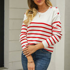 R&B | Pullover - Damen Herbst gestreifter Strickpullover
