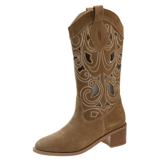 R&B | Stylische Wildleder Western Cowboy Stiefel mit Ausschnitten