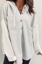 R&B | Langärmelige Bluse mit Kapuze und Knöpfen Baumwollmischung Komfort und Stil