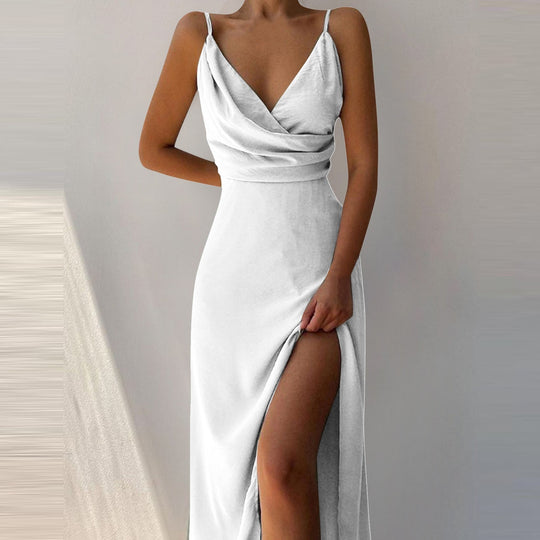 R&B | V-Ausschnitt Midikleid mit Druck und Schlitz