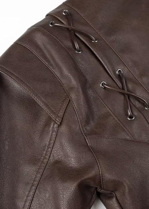 R&B | Leder Wickeljacke mit Gürtel