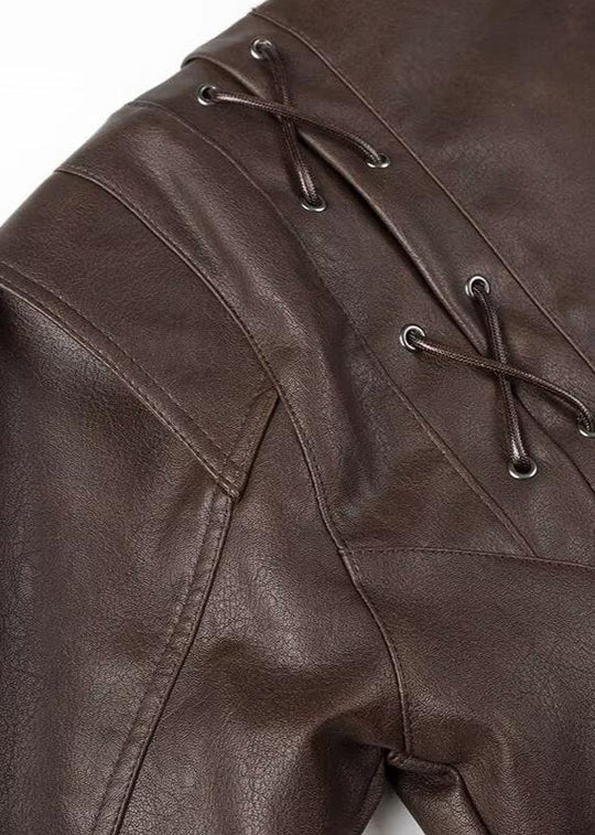 R&B | Leder Wickeljacke mit Gürtel