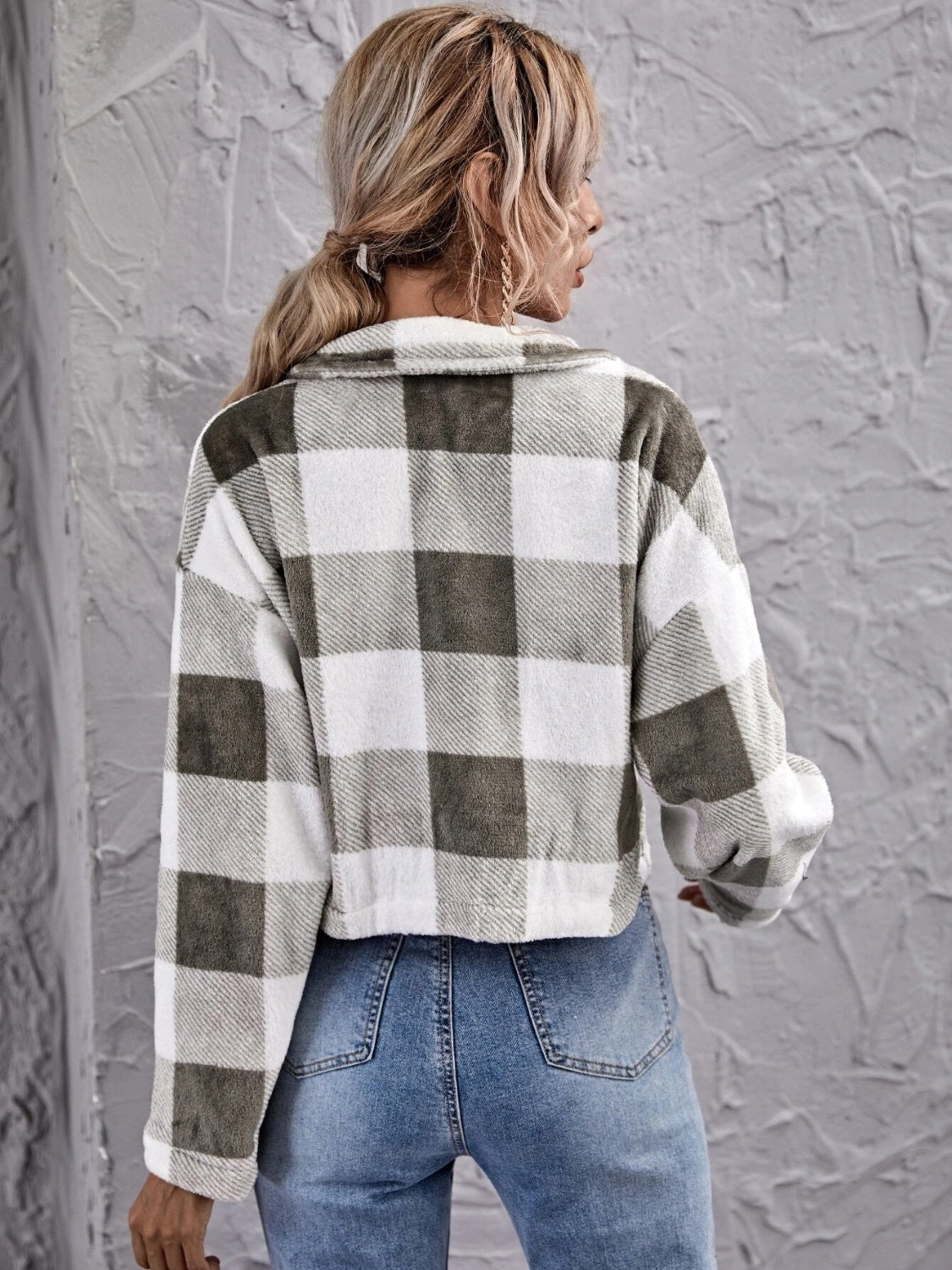 R&B | Karierter Button-Down-Kragenjacke