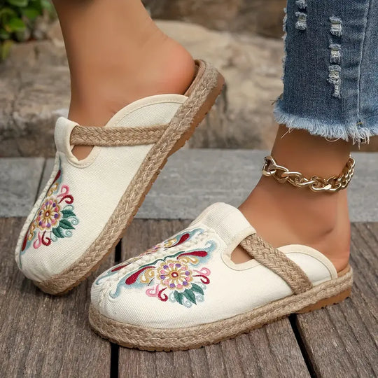 Flache Schuhe für Frauen mit floralem Muster R&B