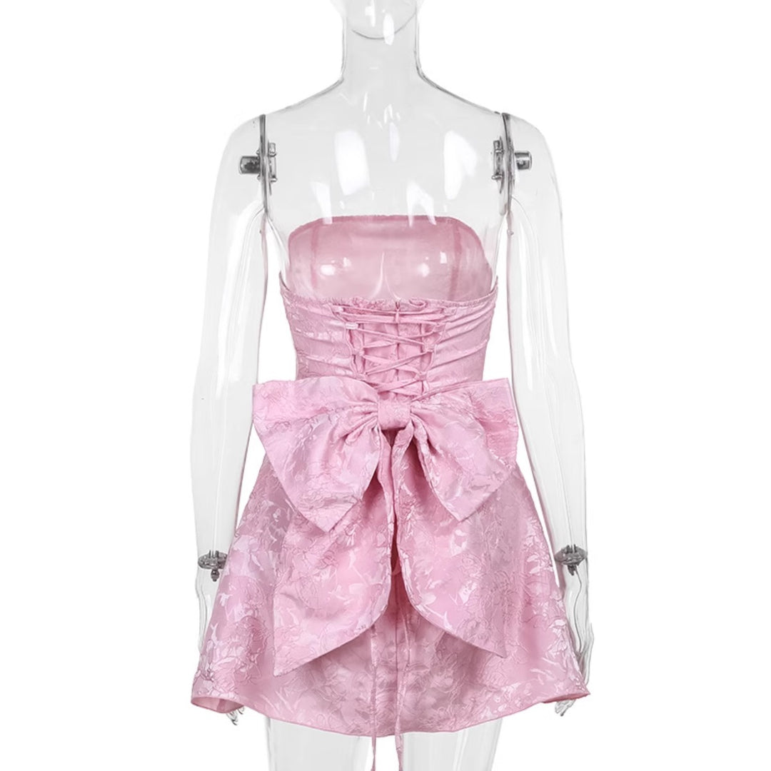 R&B | Temperament sexy Jacquard Tube Top Schleife Kleid