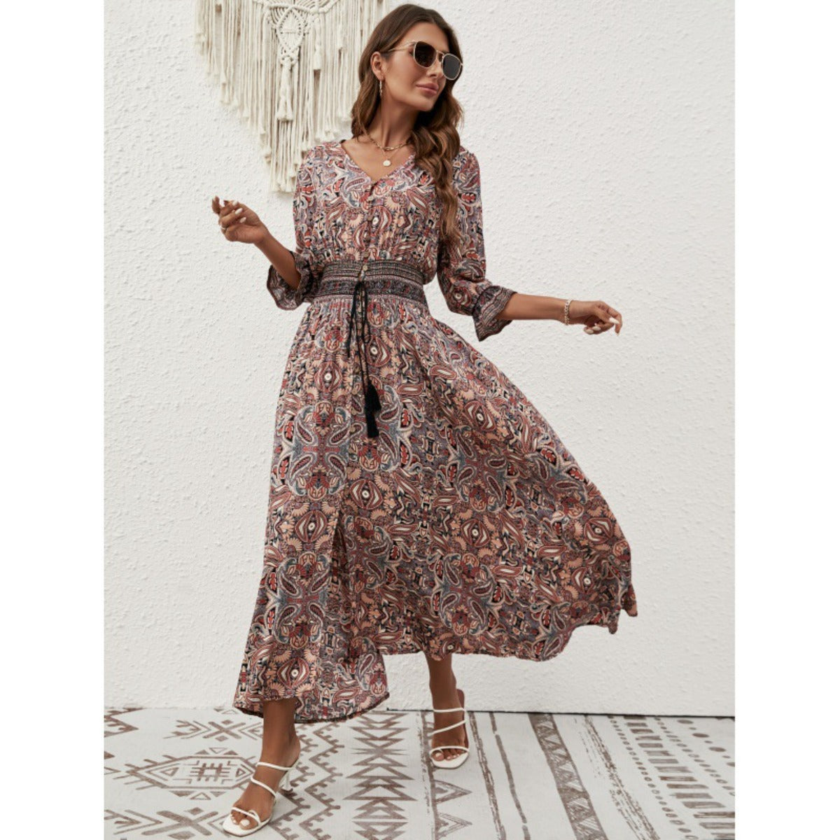 R&B | Kleid mit siR&Ben Viertelärmeln in der Taille
