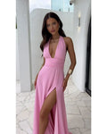 R&B | Tief ausgeschnittenes Halterkleid mit Schlitz