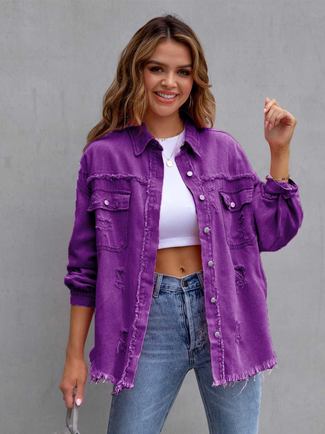 R&B | Distressed Drop Shoulder Denimjacke