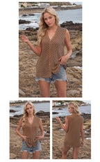 R&B | V-Ausschnitt Knopf ärmellose Weste Strickpullover