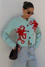 R&B | Gemütlicher Strand Strickcardigan mit Nautischem Oktopusdesign