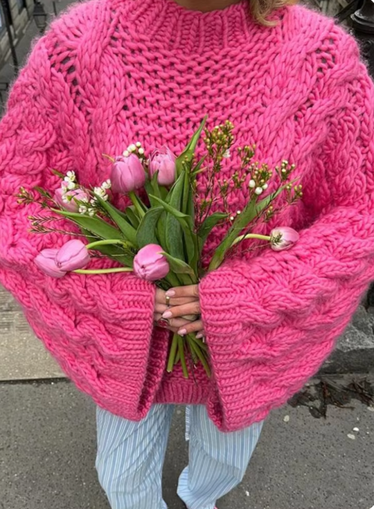 R&B | Grobstrick Großer Pullover mit hohem Kragen