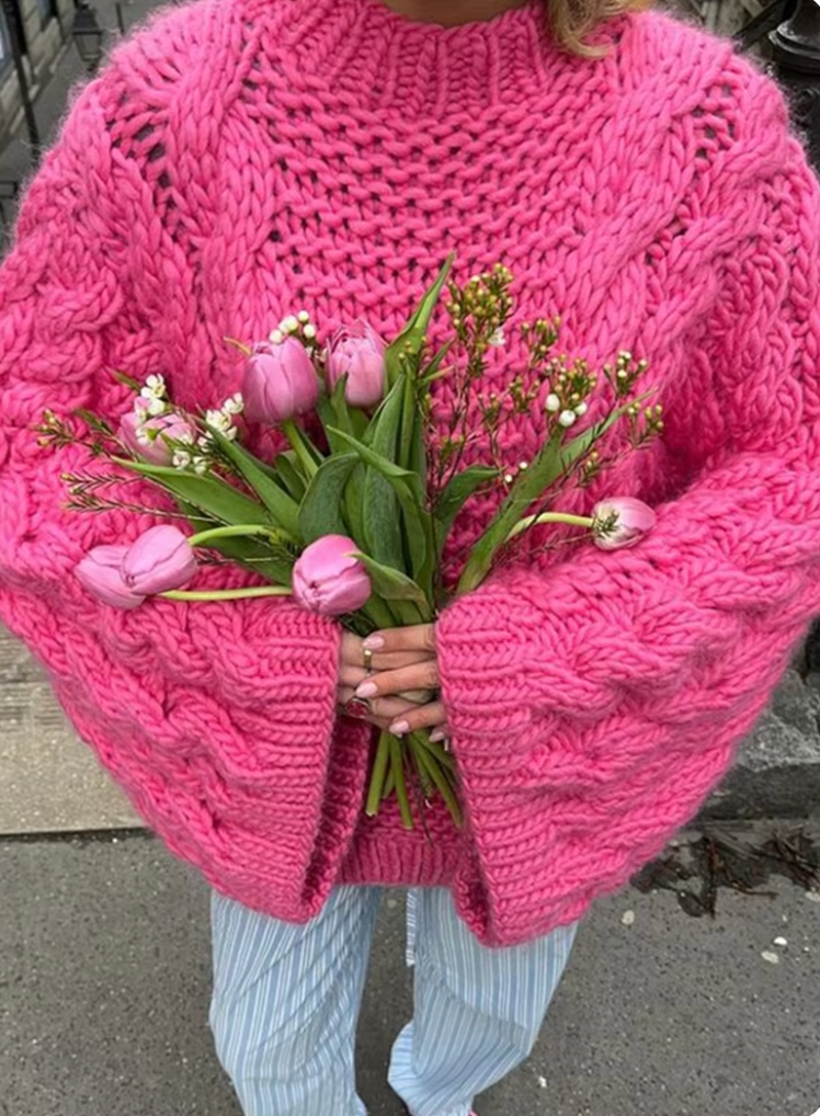 R&B | Grobstrick Großer Pullover mit hohem Kragen