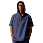 R&B | Leinen-Knopf-Strand-Kapuzen-Henley-Shirt
