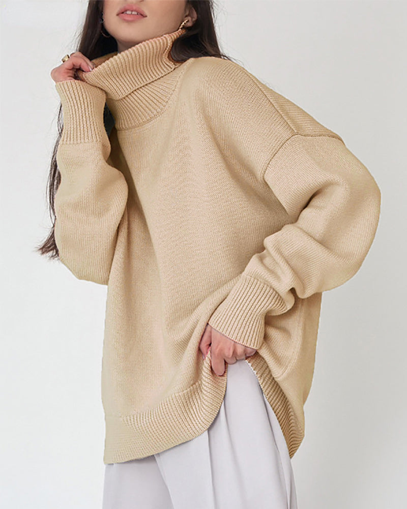 R&B | Eleganter Oversized Damen Rollkragenpullover Aus Baumwolle