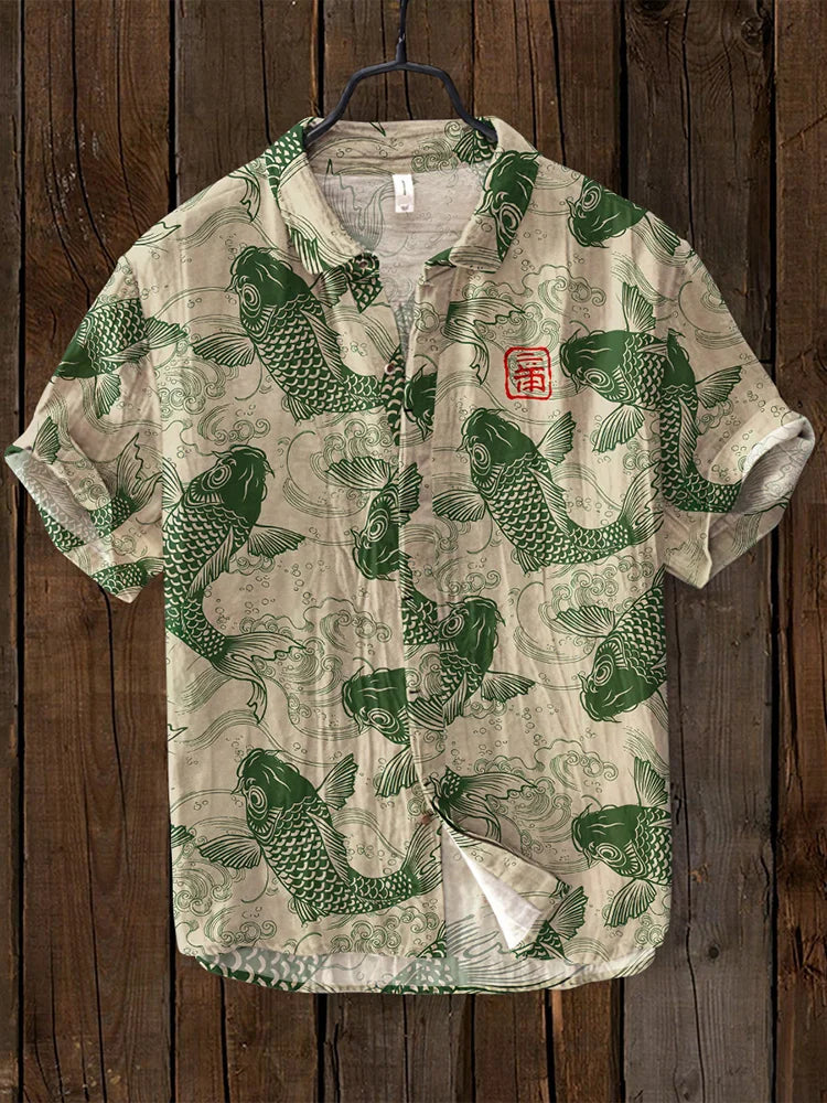 Heidi-Mode | Vintage hemd mit Fischkunst