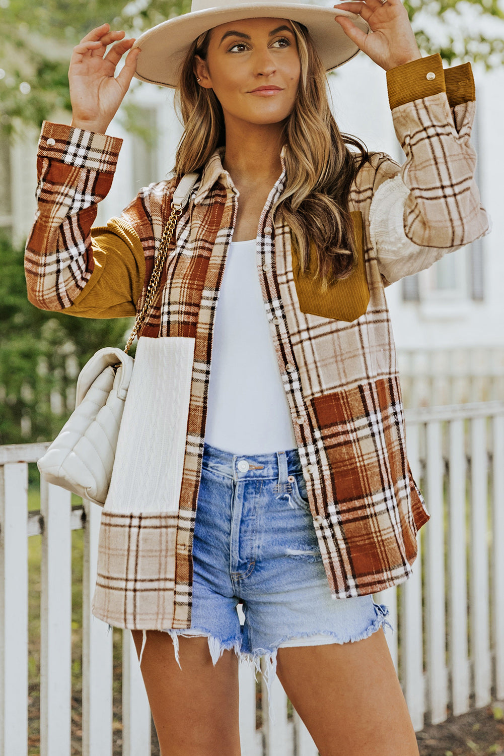 R&B | Gitterhemde mit Patchwork-details Baumwollmischung Perfekt für Layering