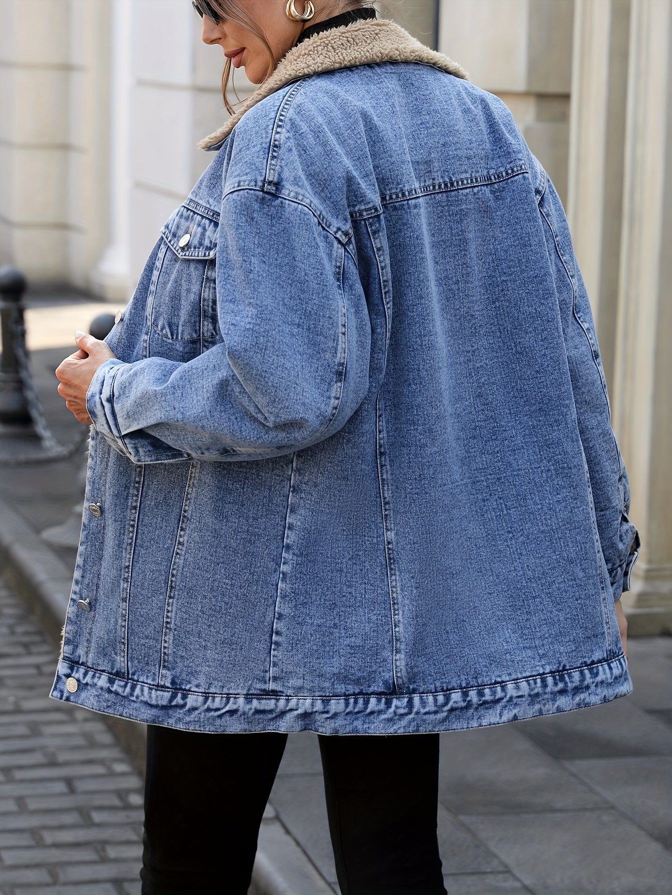 R&B | Denimjacke mit Sherpa-fleecefutter Baumwolle/polyester Warm und Stilvoll