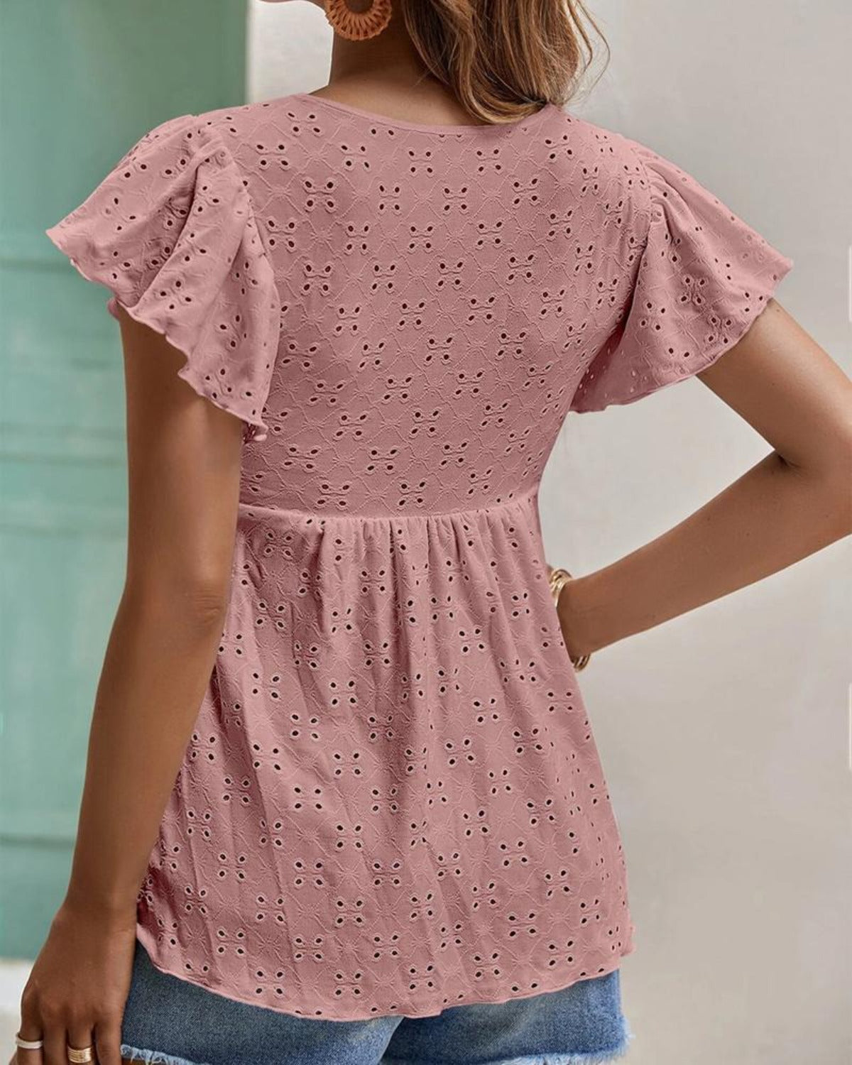 R&B | Hohles Jacquard-Oberteil mit Fransen