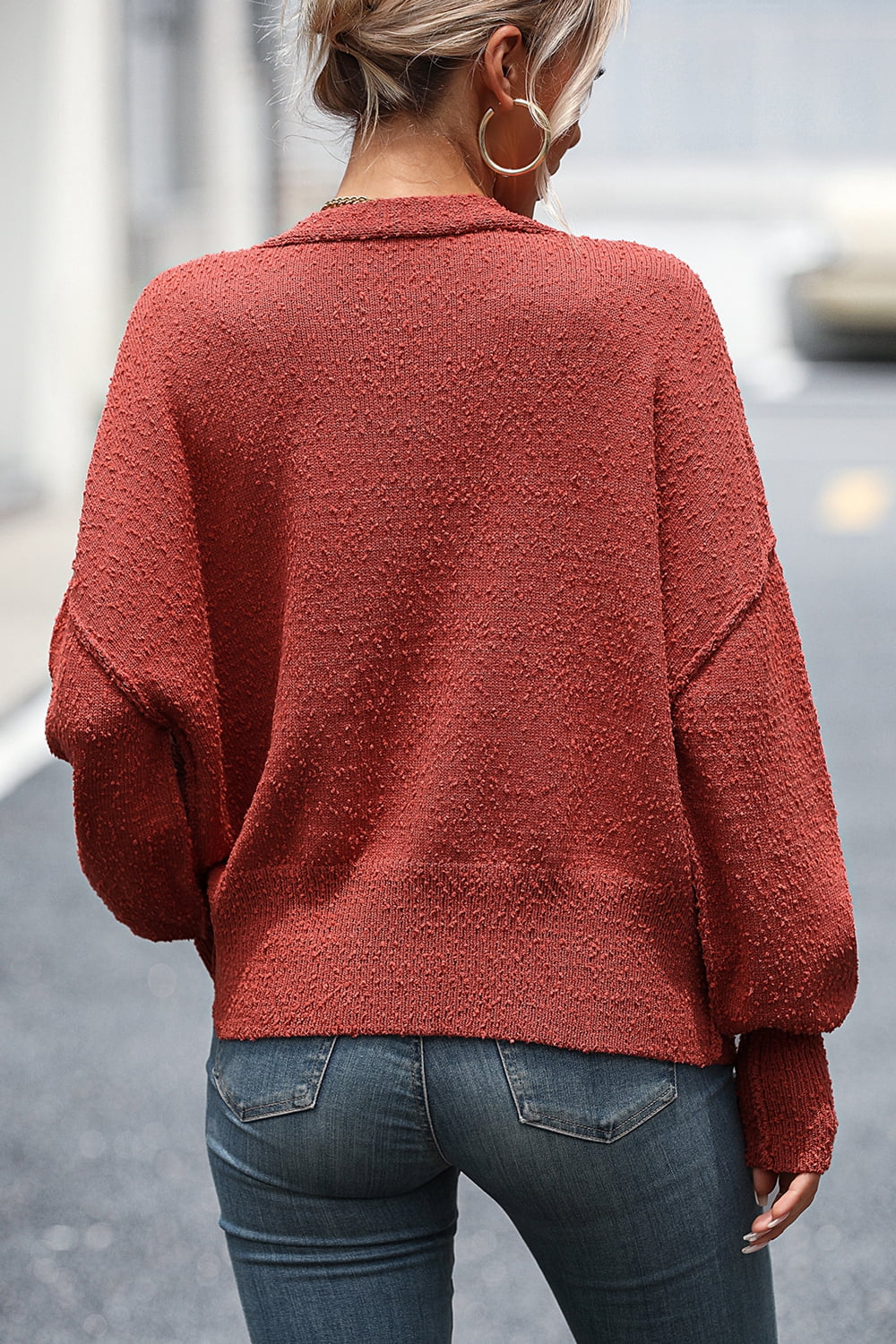 R&B | Knopfleiste Cardigan mit fallen Schultern
