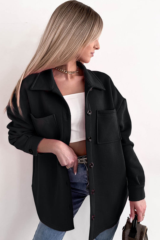 R&B | Oversized Hemdbluse mit Großen Taschen Polyester Minimalistisch und Stilvoll