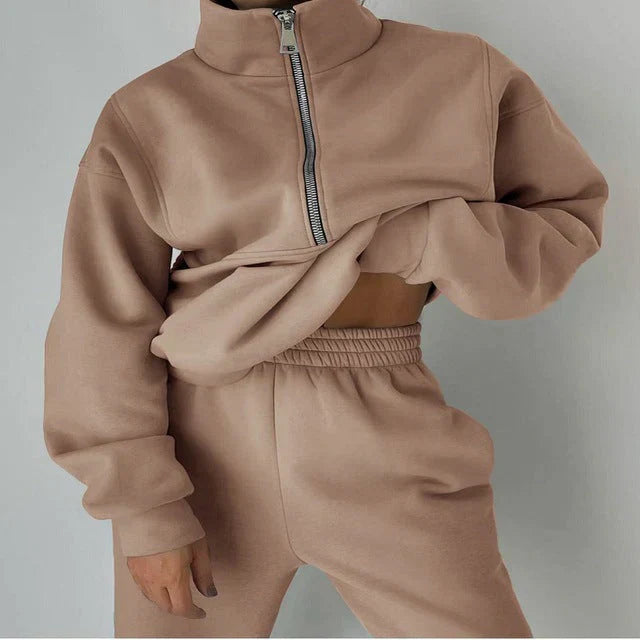 R&B | Sweatshirt - Damen Herbst Halb-Zip Trainingsanzug Set