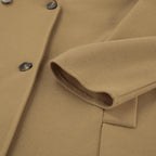 R&B | elegante braune Wolljacke mit doppelter Knopfreihe, halblang