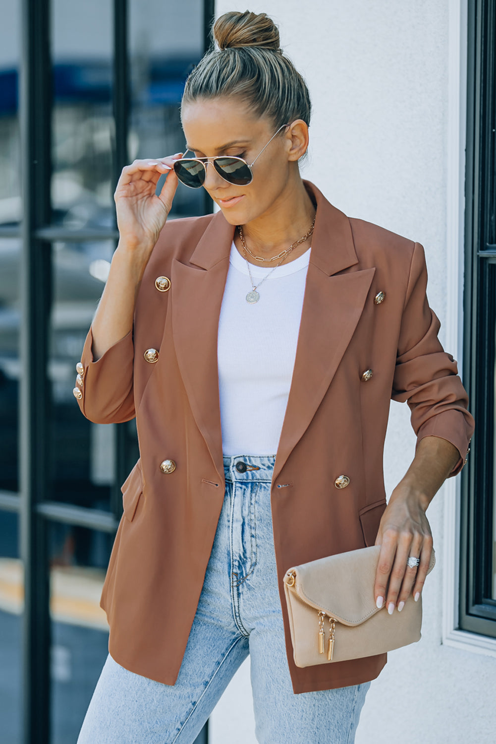 R&B | Doppelreiher-Reverskragen Langarm Blazer