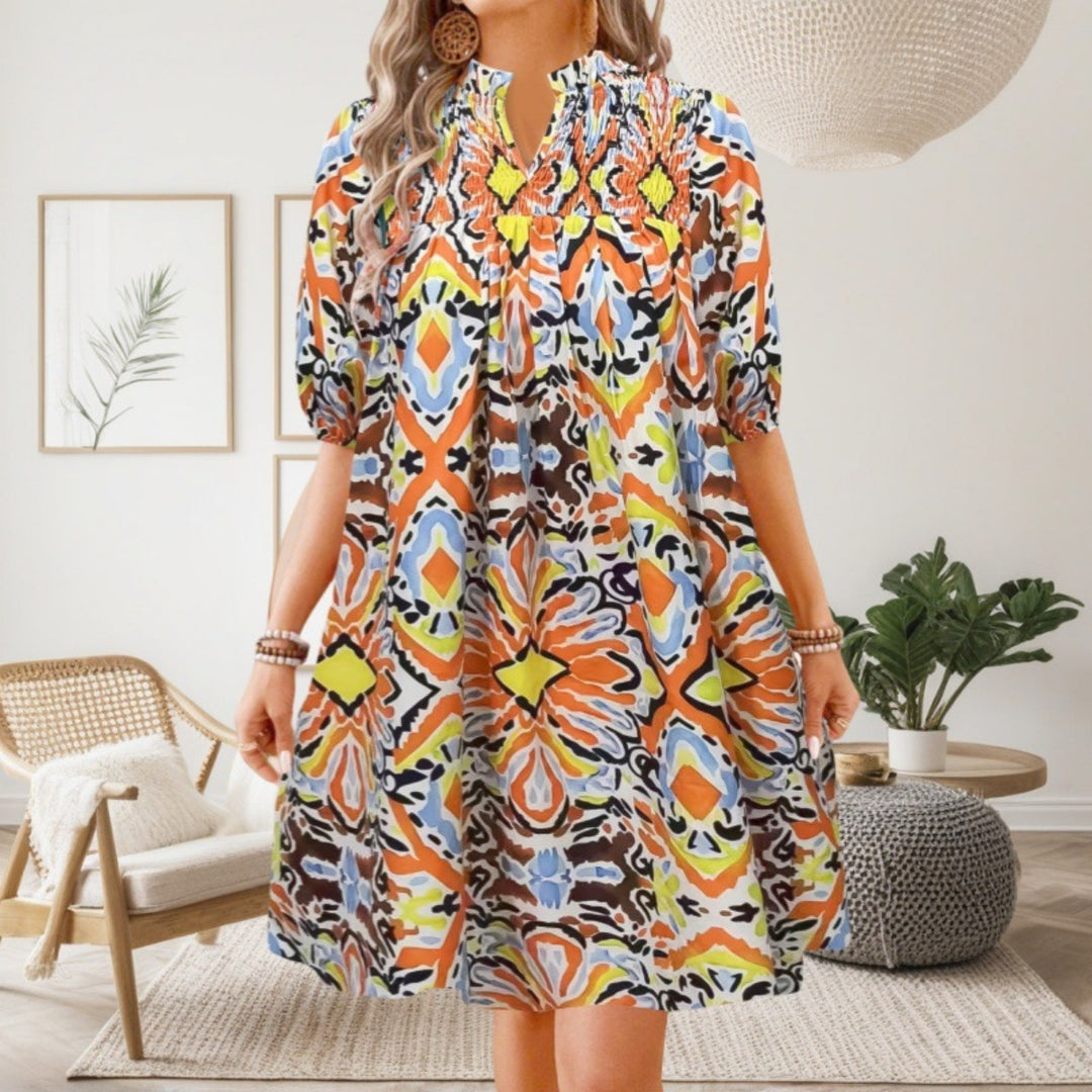 R&B | Bohemian Women 's Fashion Bedrucktes Kleid mit V-Ausschnitt