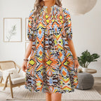 R&B | Bohemian Women 's Fashion Bedrucktes Kleid mit V-Ausschnitt