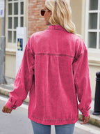 R&B | Knopf-Down Denimjacke mit Taschen
