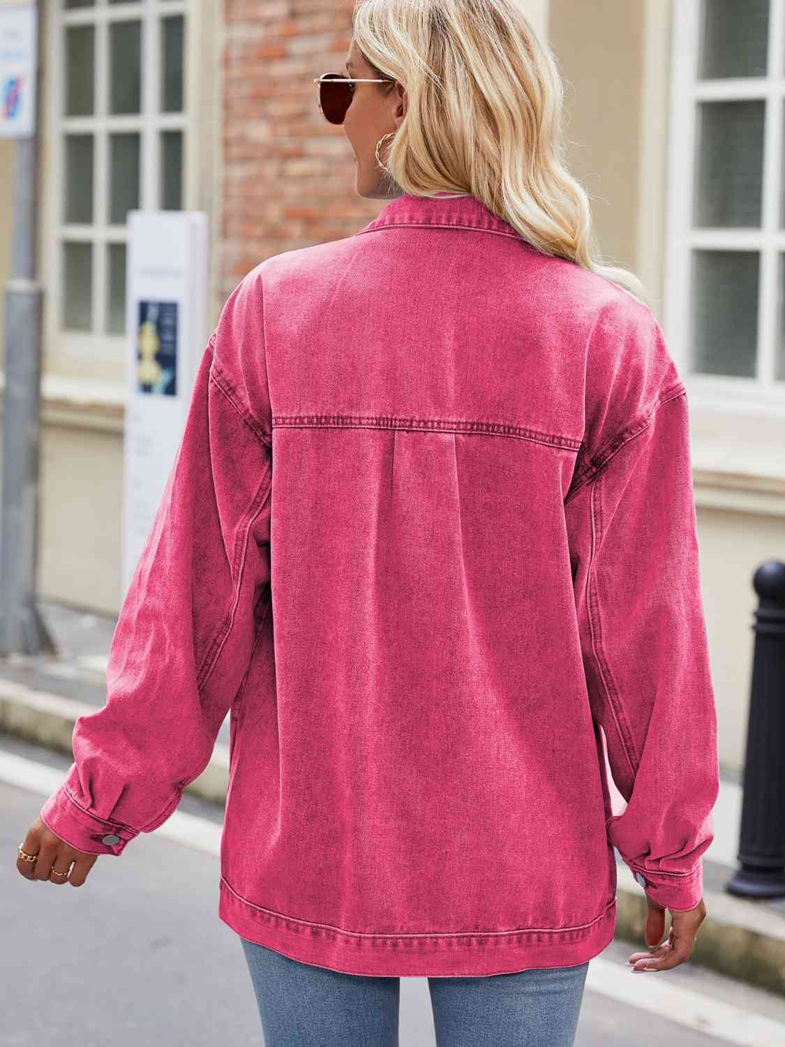 R&B | Knopf-Down Denimjacke mit Taschen