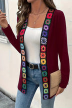 R&B | Strickjacke mit Blumenrand und langen Ärmeln