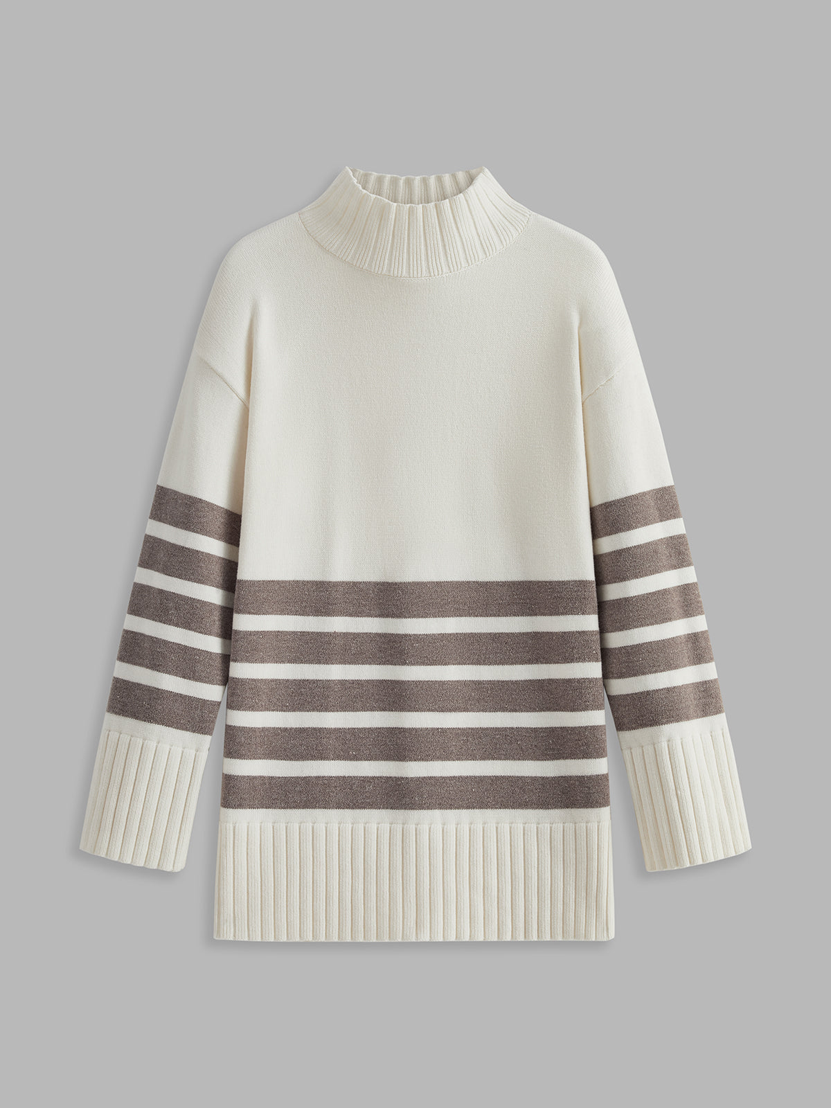 R&B | Miss Paris Mock Neck Gestreifter Pullover