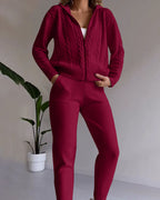 R&B | Lässiges Jacquard-Cardigan-Set mit Twist-Design