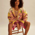 R&B | florale Strickjacke mit weitem Schnitt und langen Ärmeln