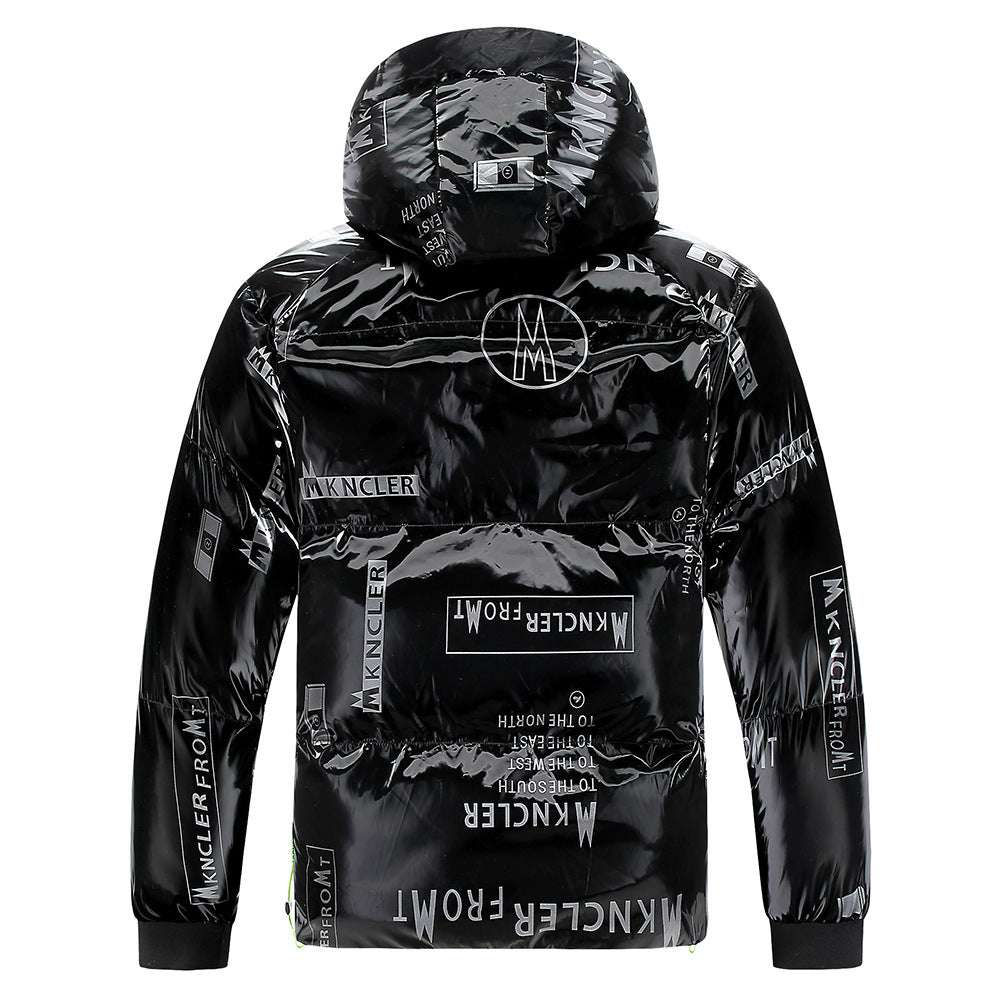 R&B | Gesteppt Herrenjacke mit Kapuze und Vinyleffekt